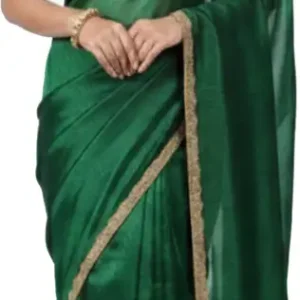 mohar Self Design Handloom Dupion Silk Saree (Green)
