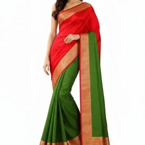 Mohar Self Design Kanjivaram Pure Silk Saree with Unstitched Blouse (Green)