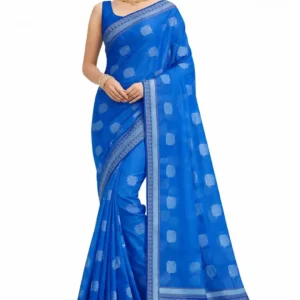 Mohar Self Design Dhaniakhali Cotton Blend Saree (Blue)