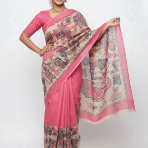 Mohar Printed Daily Wear Cotton Silk Saree (Pink)