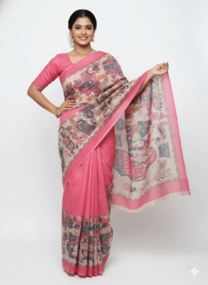 Mohar Printed Daily Wear Cotton Silk Saree (Pink)