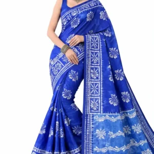 mohar Printed Handloom Pure Cotton Saree (Blue)