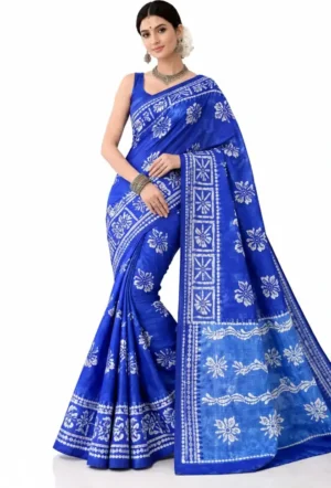 mohar Printed Handloom Pure Cotton Saree (Blue)