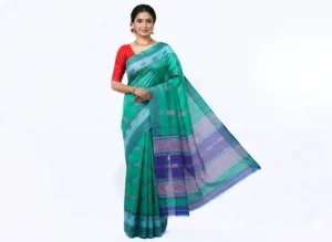 Mohar Self Design Jamdani Organza Saree (Green)