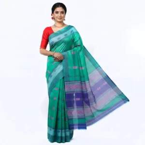 Mohar Self Design Jamdani Organza Saree (Green)