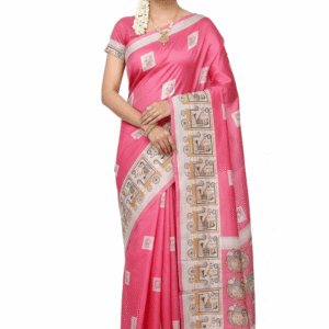 Mohar Printed Ikkat Pure Silk Saree (Red)