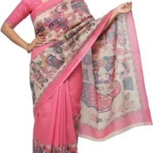 Mohar Printed Kalamkari Cotton Silk Saree (Multicolor)