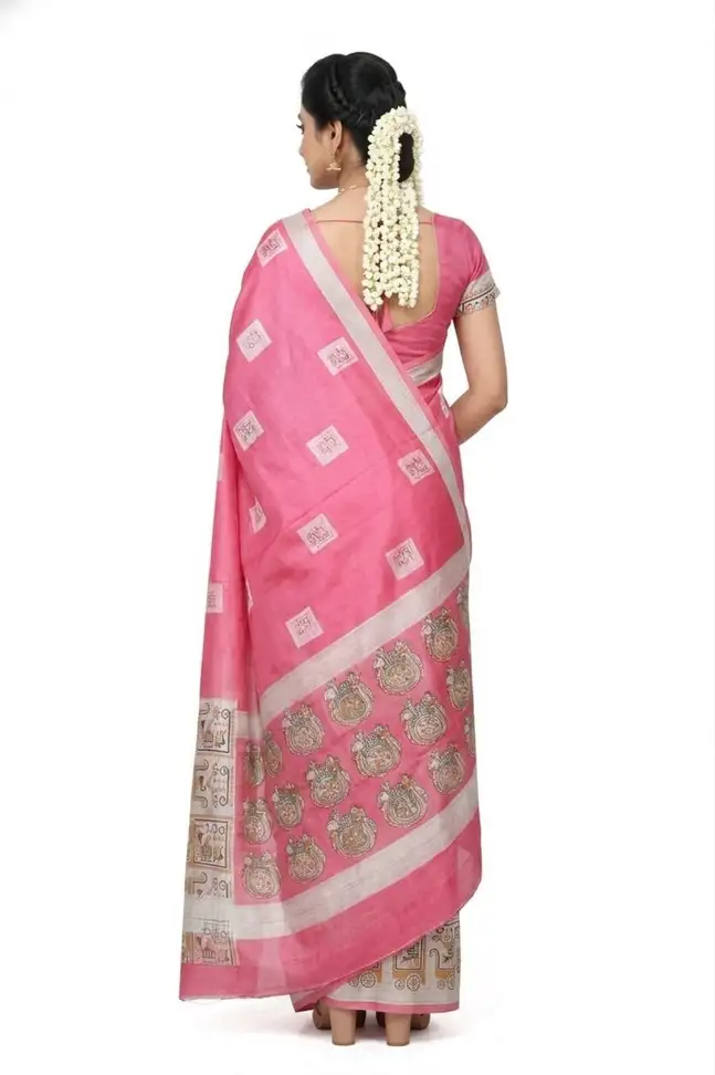 Mohar Woven Assam Silk Pure Silk Saree with Unstitched Blouse (Pink) - Image 2
