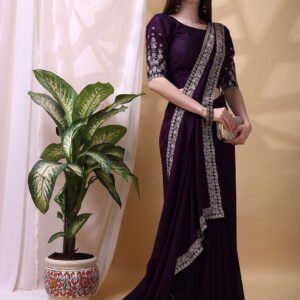 Embroidered Silk Blend Saree