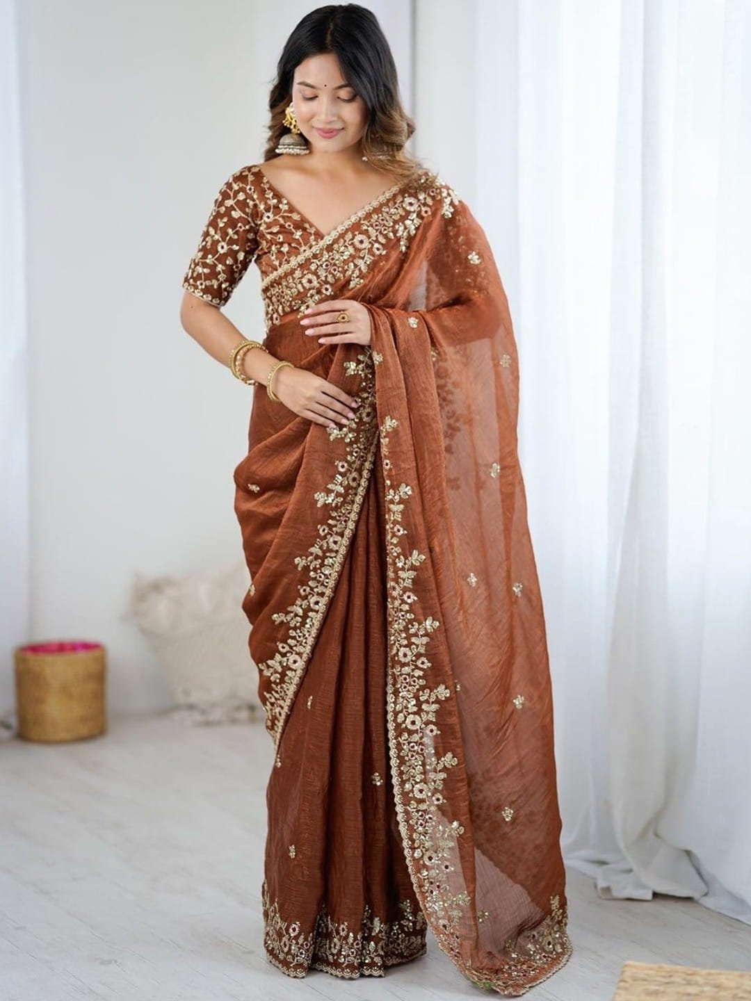 Brown Silk Saree