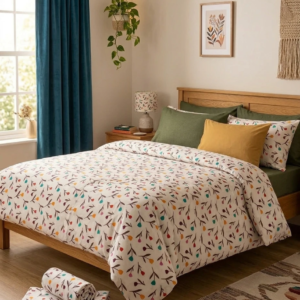 Mohar Cotton King Flat 0 TC Floral 1 Bedsheet (White, Multicolor)