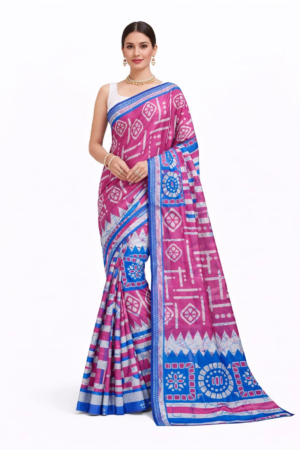 Mohar Floral Print, Printed Hand Batik Cotton Blend Saree (Multicolor)