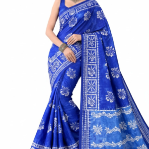 Mohar Floral Print, Printed Hand Batik Cotton Blend Saree (Multicolor)