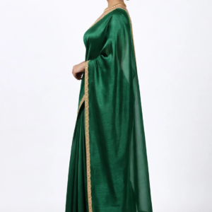 Mohar Solid/Plain Daily Wear Velvet Saree (Green)