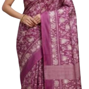 Mohar Printed, Floral Print Handloom Art Silk Saree (Purple)