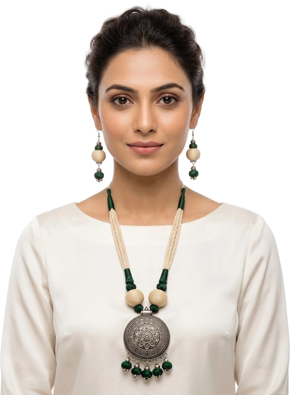 Mohar Jute Green Jewellery Set nack f11