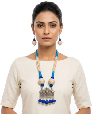 Mohar Jute Blue Jewellery Set nack f 7
