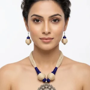 Mohar Jute Blue Jewellery Set