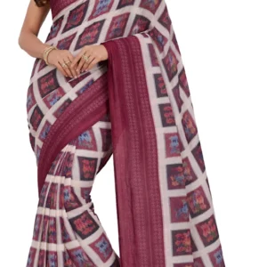 Mohar Printed, Geometric Print Daily Wear Pure Silk Saree (chiffon saree 12)
