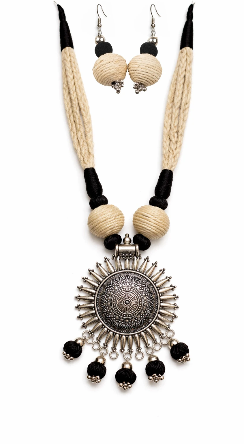 Mohar Jute Black Jewellery Set nack 4