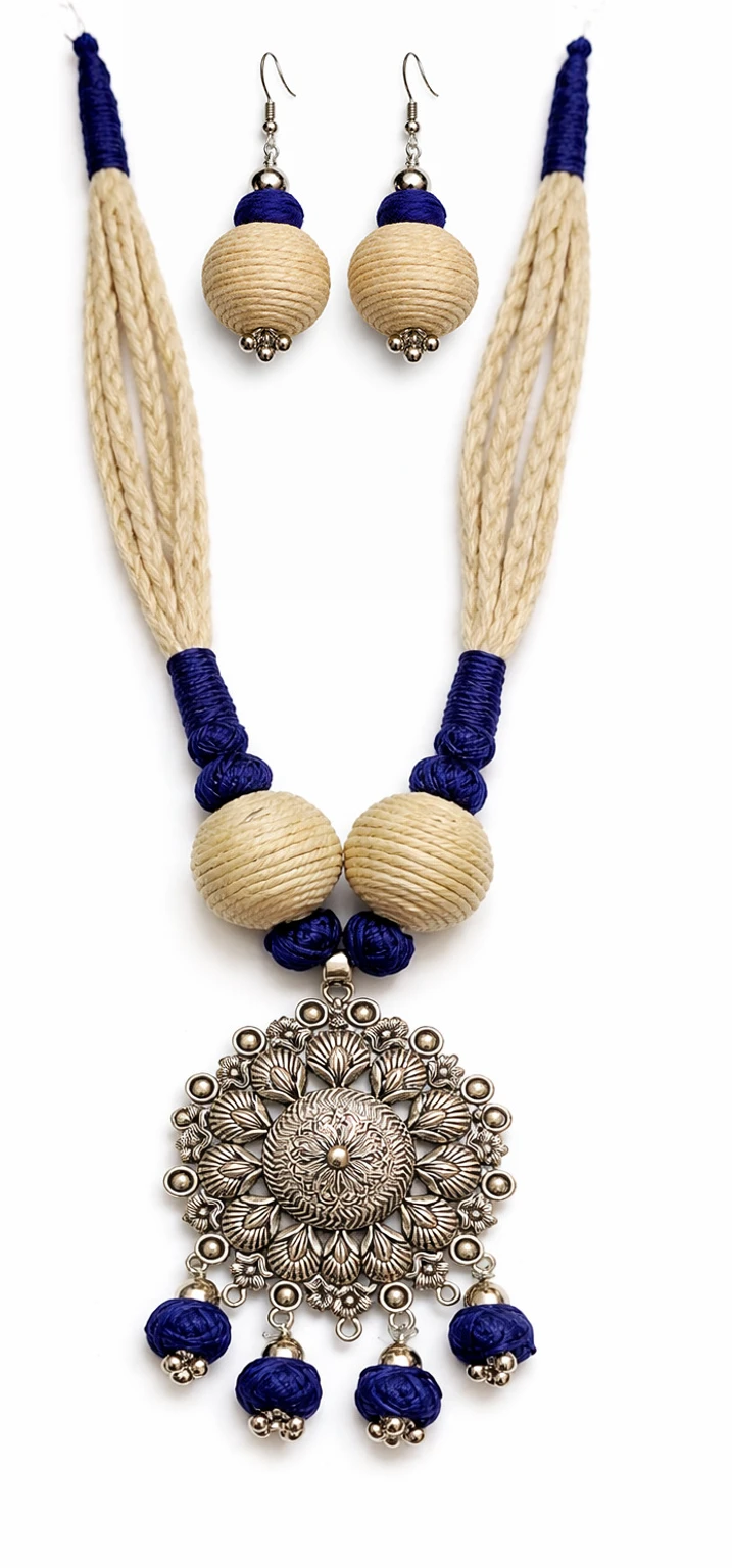 Mohar Jute Blue Jewellery Set nack s 13 - Image 2