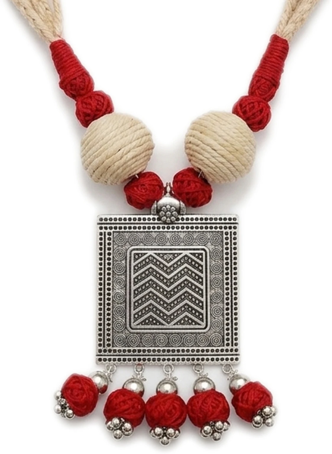 Mohar Jute Red Jewellery Set nack 5 - Image 2
