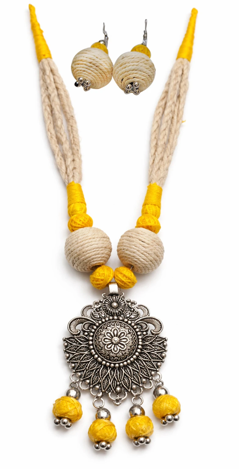 Mohar Jute Yellow Jewellery Set nack f 10 - Image 2