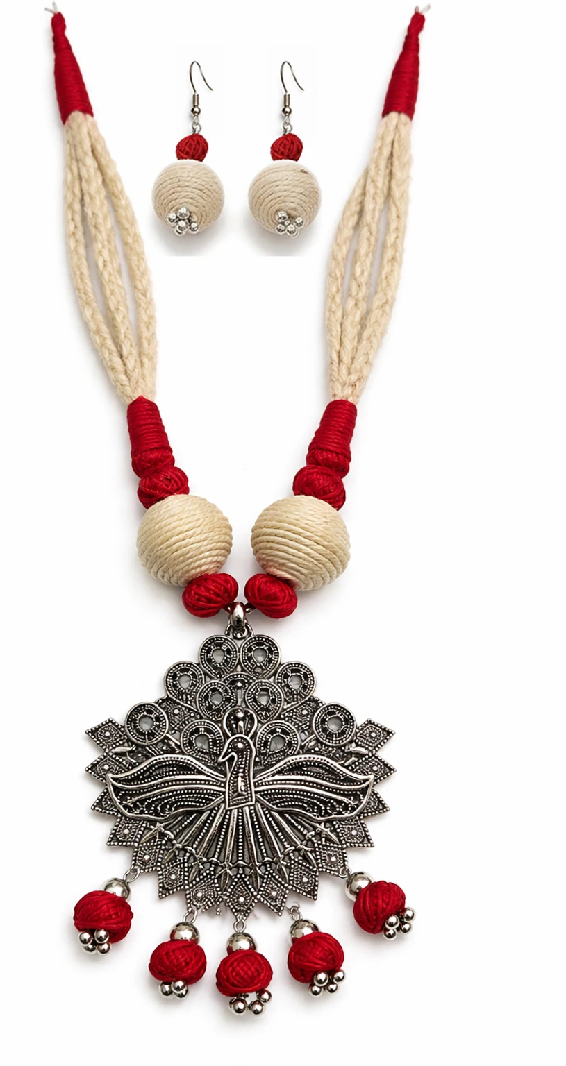 Mohar Jute Red Jewellery Set nack f 8 - Image 2