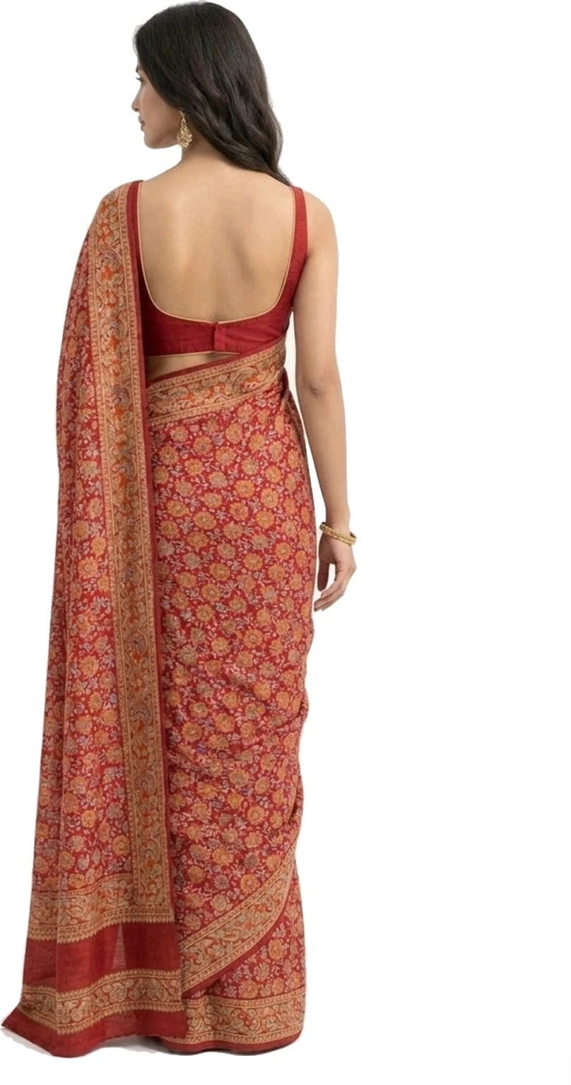 Mohar Floral Print Assam Silk Pure Silk Saree - Image 2