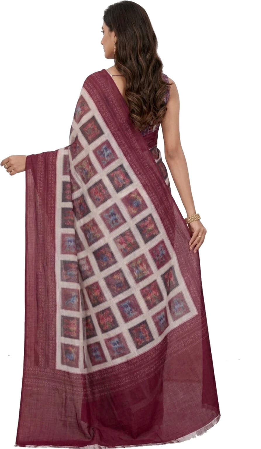Mohar Printed, Geometric Print Daily Wear Pure Silk Saree (chiffon saree 12) - Image 3