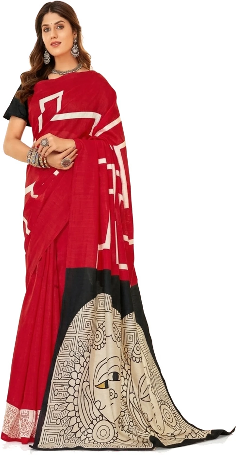 Mohar Printed, Graphic Print Daily Wear Pure Silk Saree - Image 3