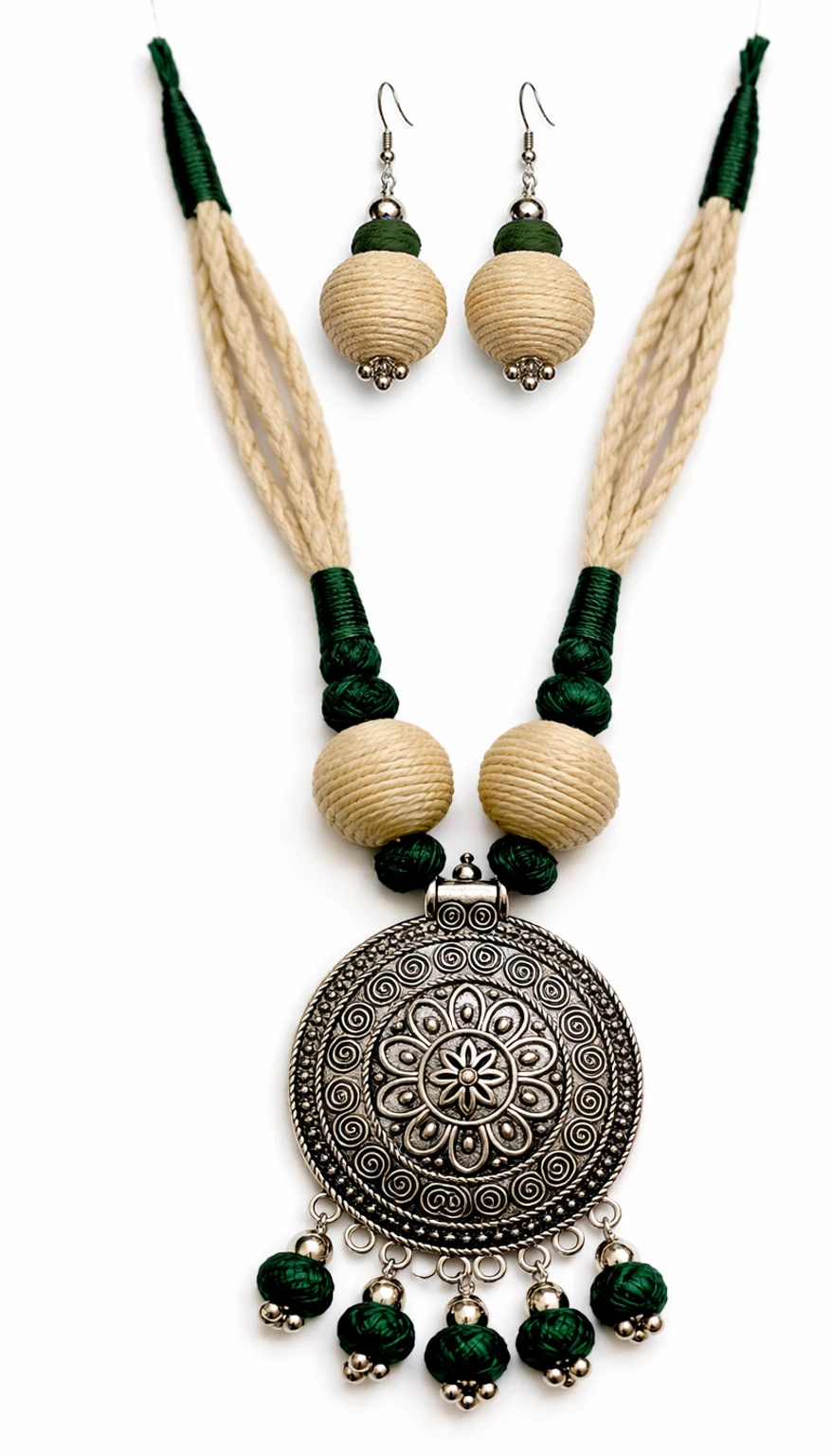 Mohar Jute Green Jewellery Set nack f11 - Image 4
