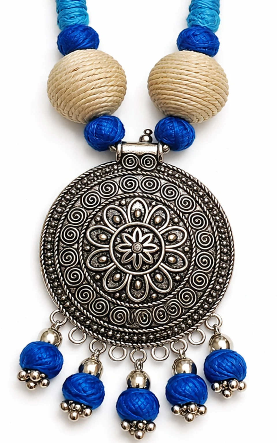 Mohar Jute Blue Jewellery Set nack f 9 - Image 4