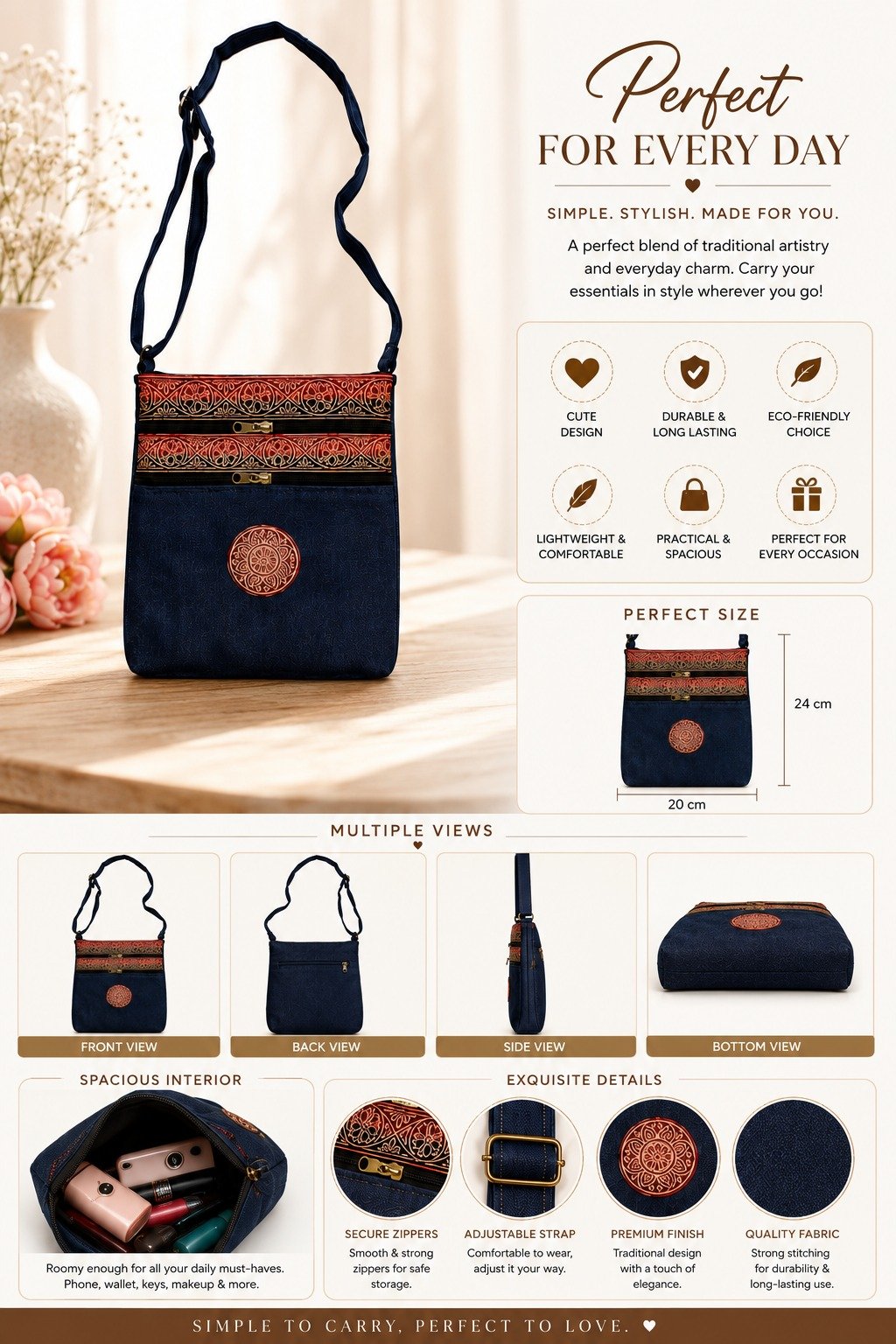 Cute & Charming Premium Sling Bag - Premium Quality