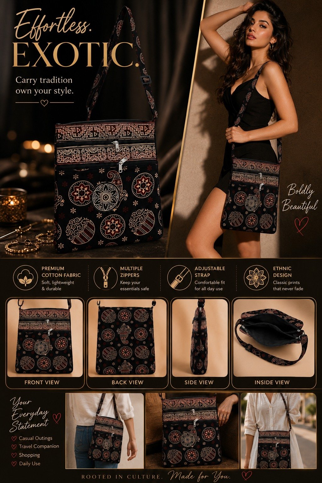 Mohar Premium Ethnic Sling Bag - Premium Quality Cotton Fabric - Image 5