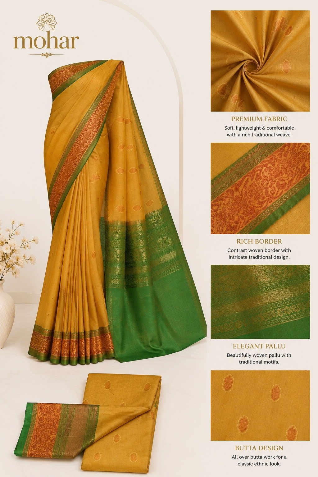 Mohar Premium Traditional Saree - Premium Soft Silk Blend - Image 4