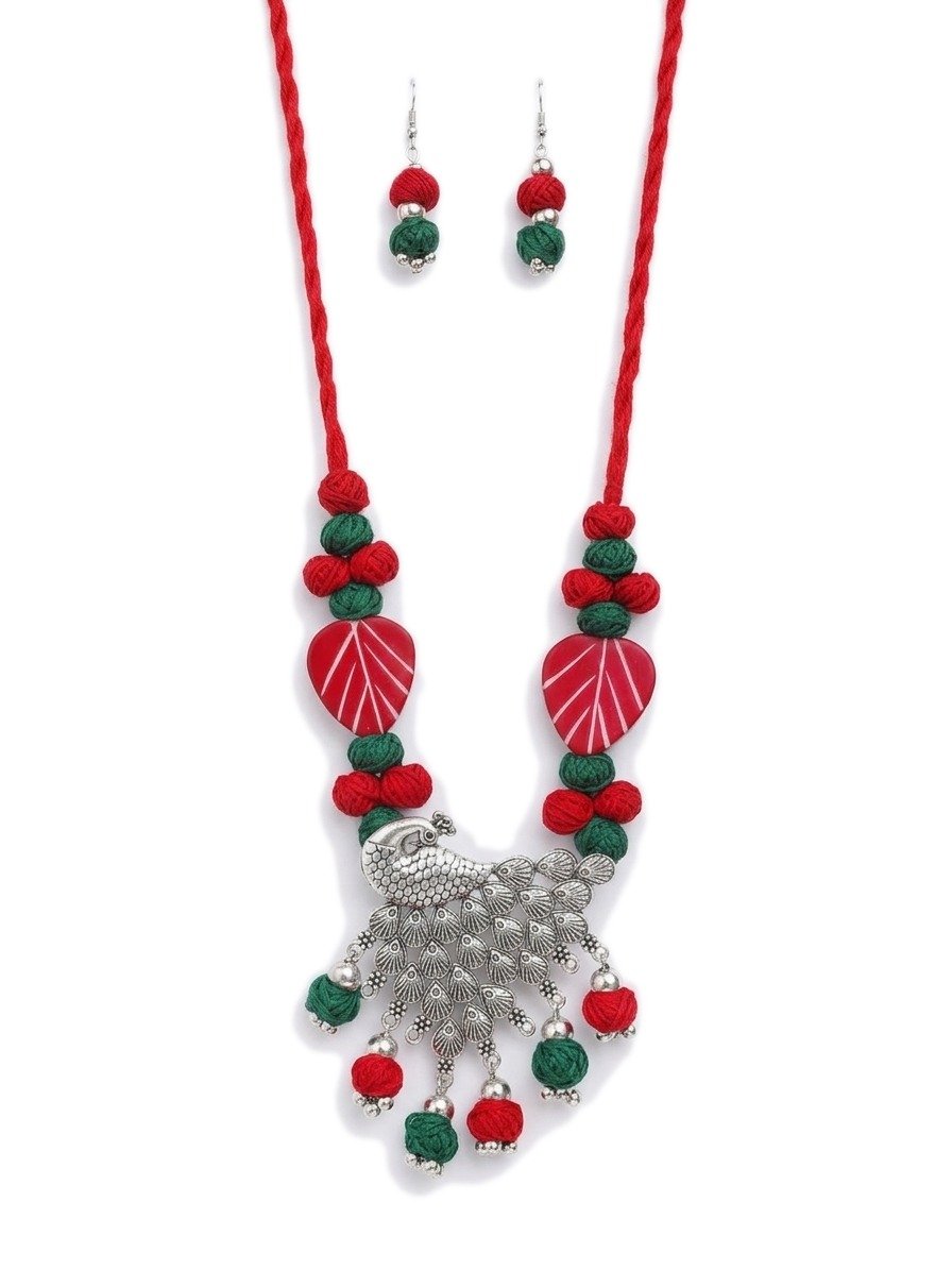 Threaded Peacock Necklace Set - Image 3