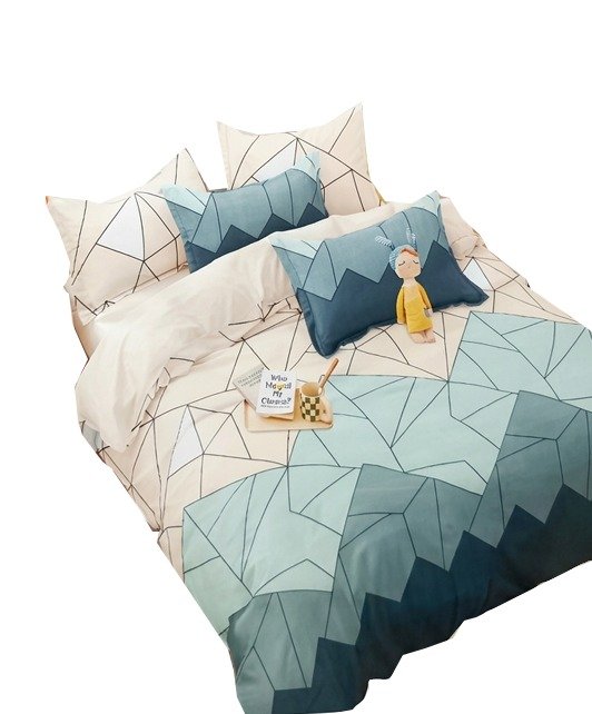Mohar Premium Double Bed Sheet Set – Geometric Blue Design - Image 2