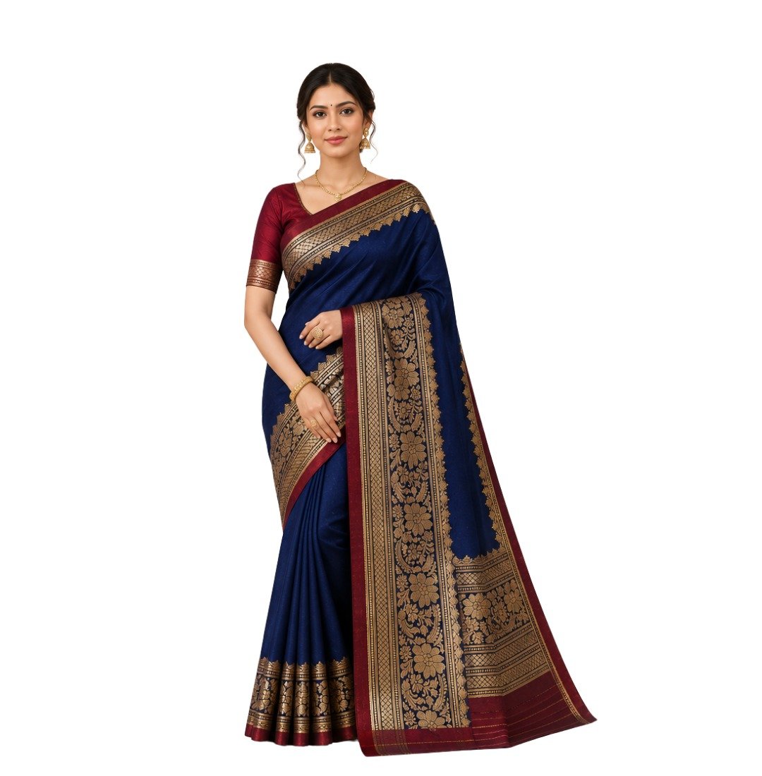 Mohar Premium Traditional Saree - Royal Navy Blue