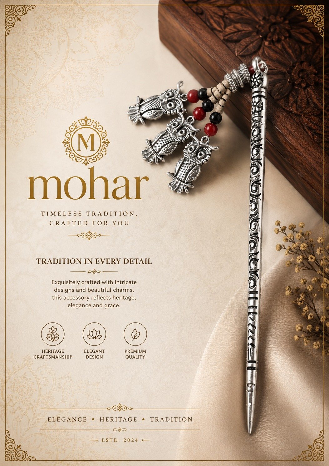 Mohar Traditional Hair Stick - Premium-Quality Metal - Image 5