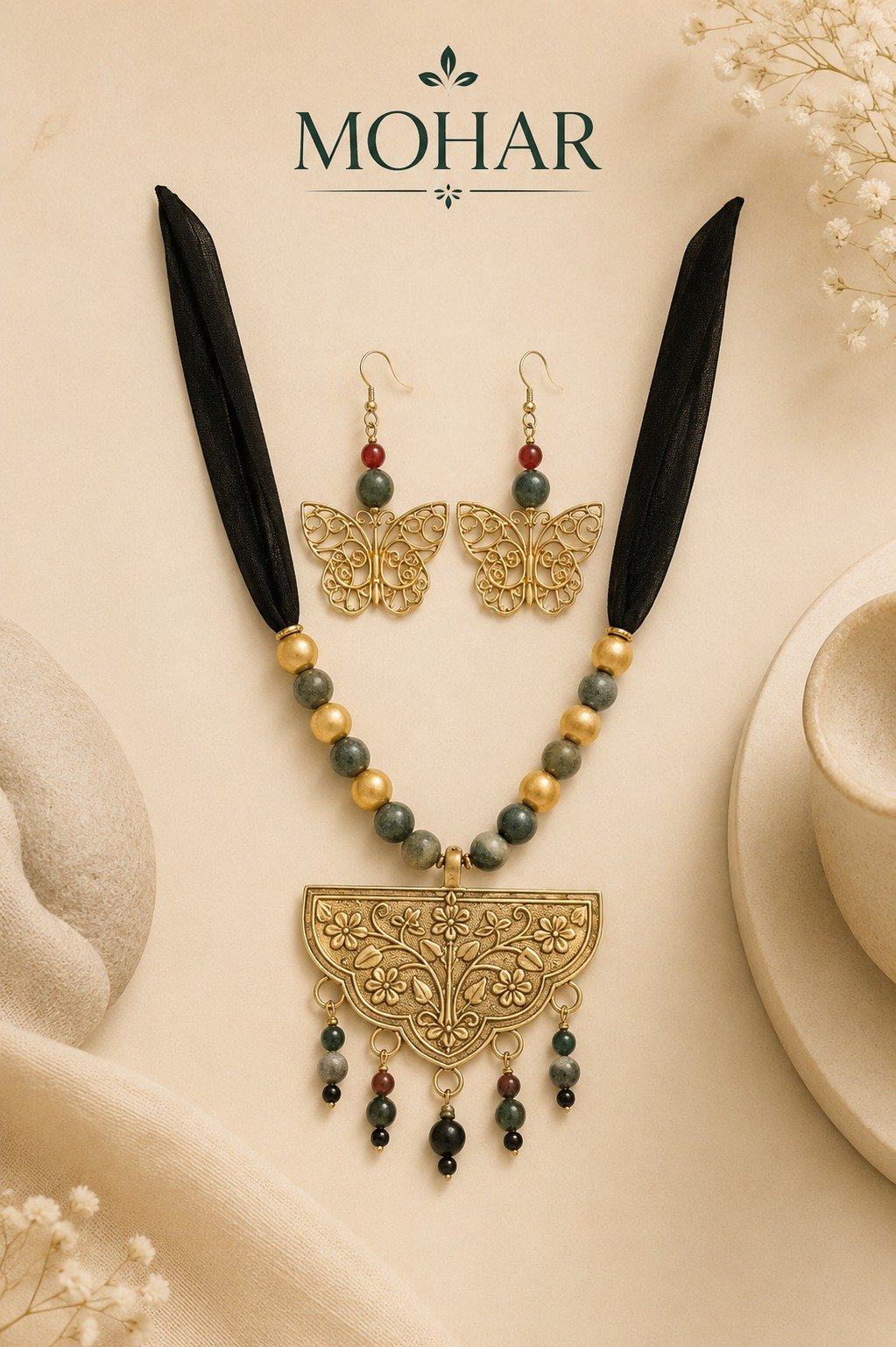 MOHAR Handcrafted Butterfly Jewellery Set