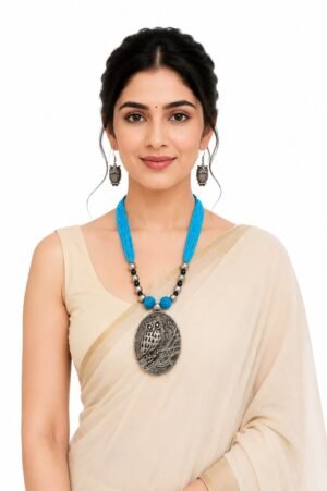 Handcrafted Owl Pendant Necklace Set