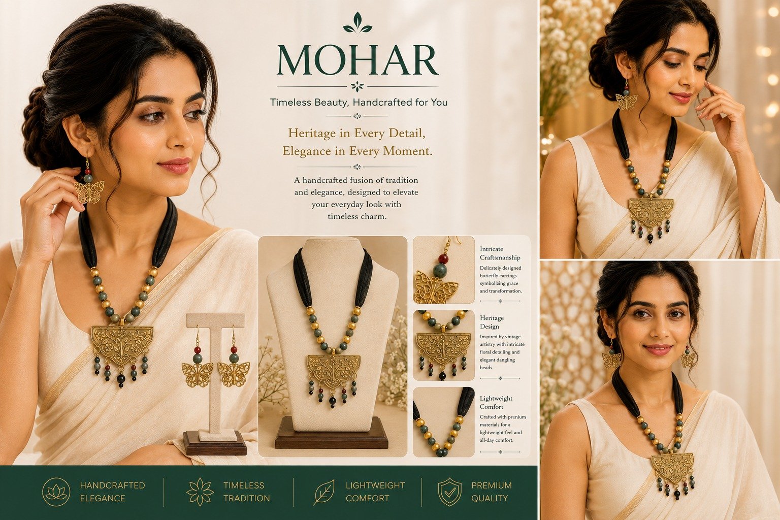 MOHAR Handcrafted Butterfly Jewellery Set - Image 4