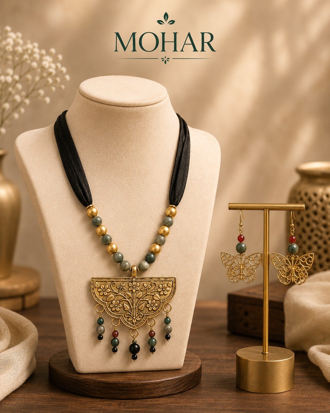 MOHAR Handcrafted Butterfly Jewellery Set - Image 2